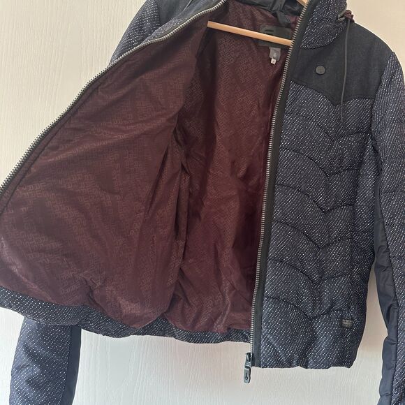 G-STAR RAW Womens Blizzard Tromp Hooded Jacket Coat Black Maroon Size Medium - Picture 7 of 13